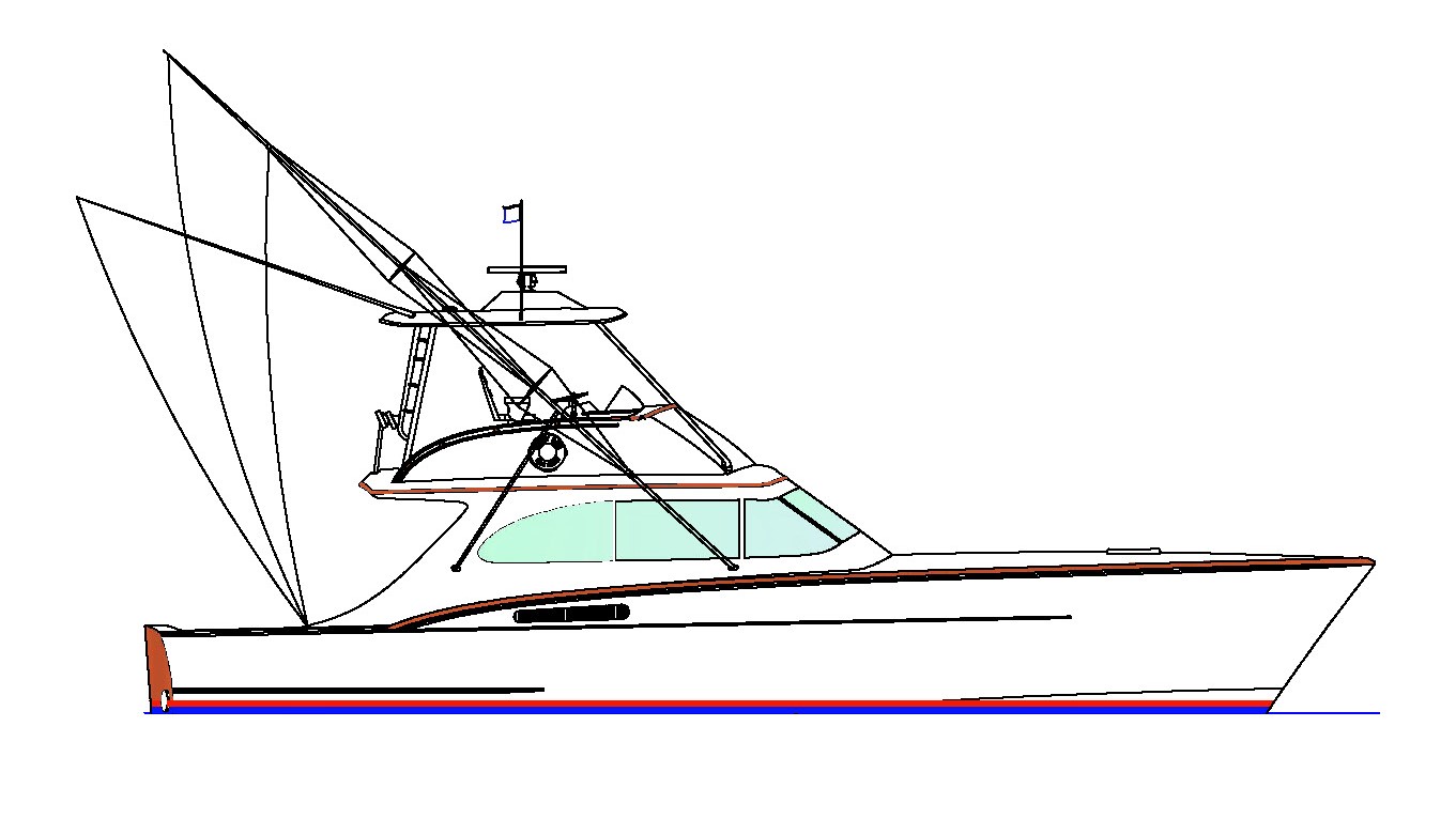 Line drawing profile: 47' Sportfisherman