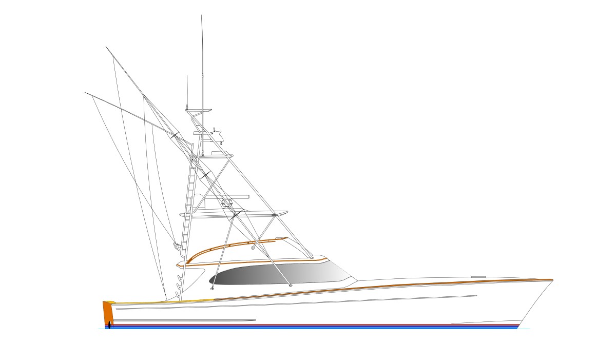 Line drawing profile: 62' Sportfisherman