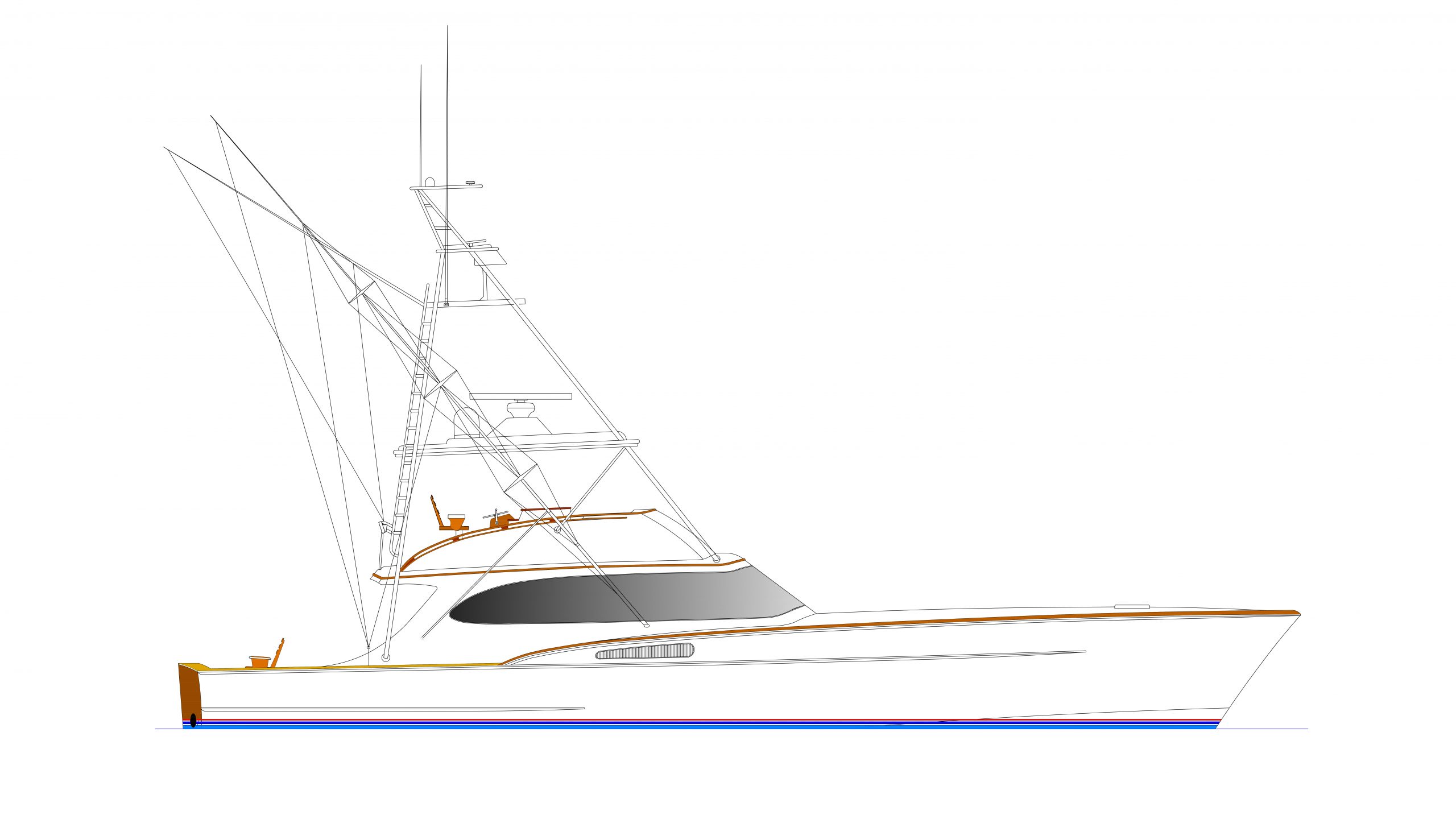 Line drawing profile: 65' Sportfisherman