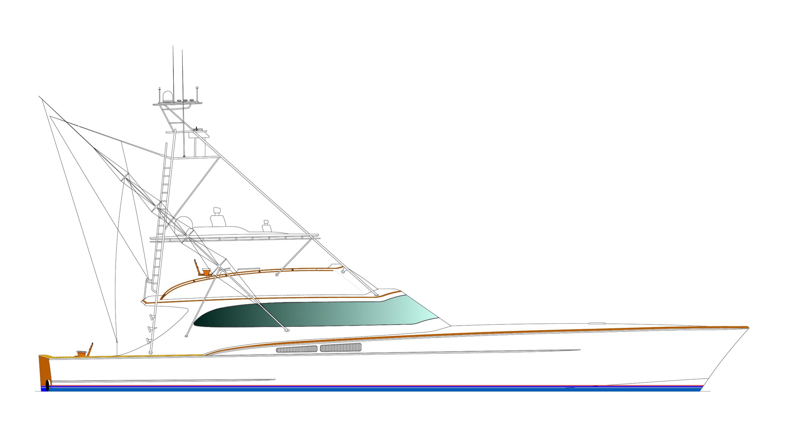 Line drawing profile: 86' Sportfisherman