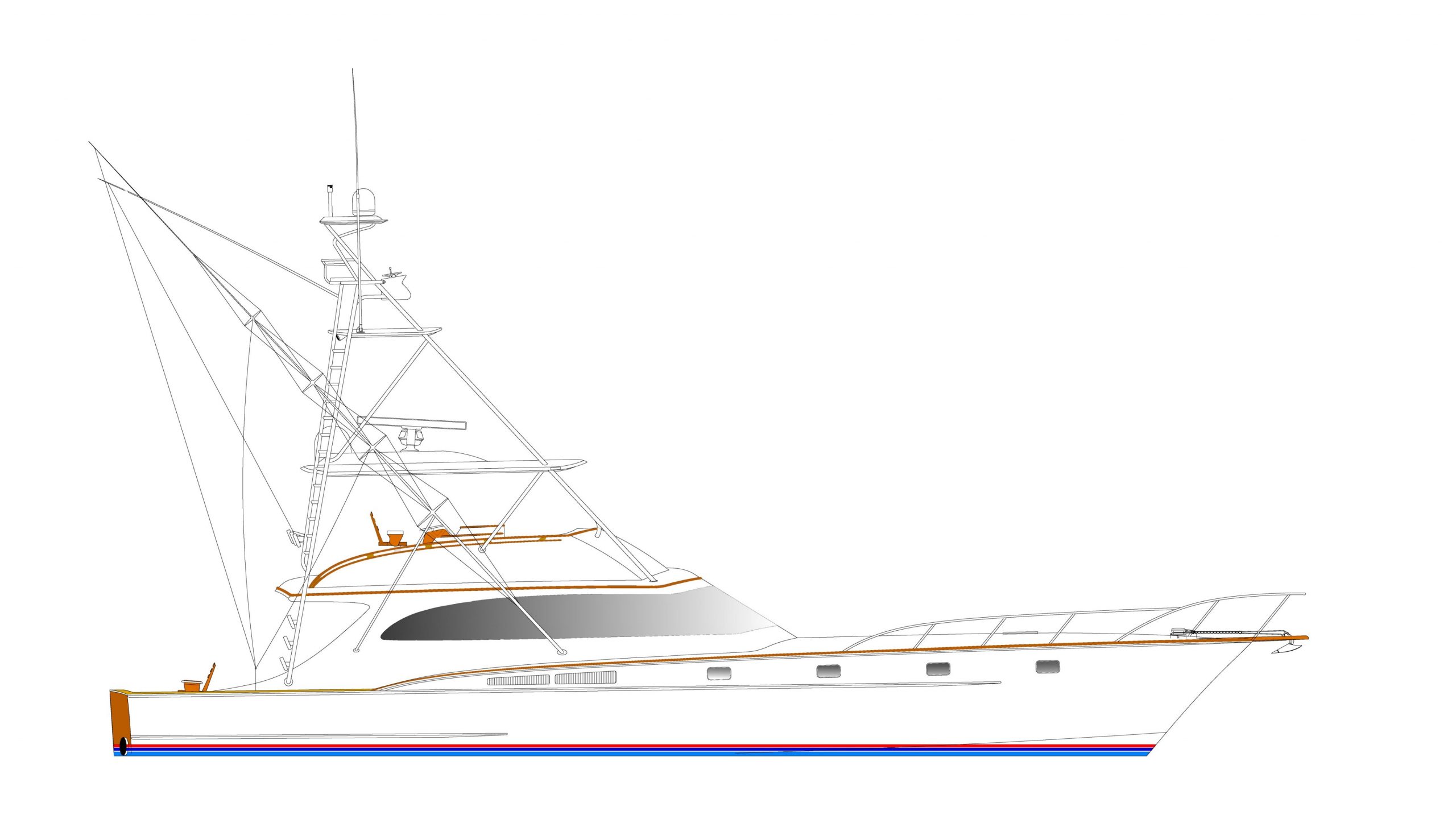 Line drawing profile: 68' Sportfisherman