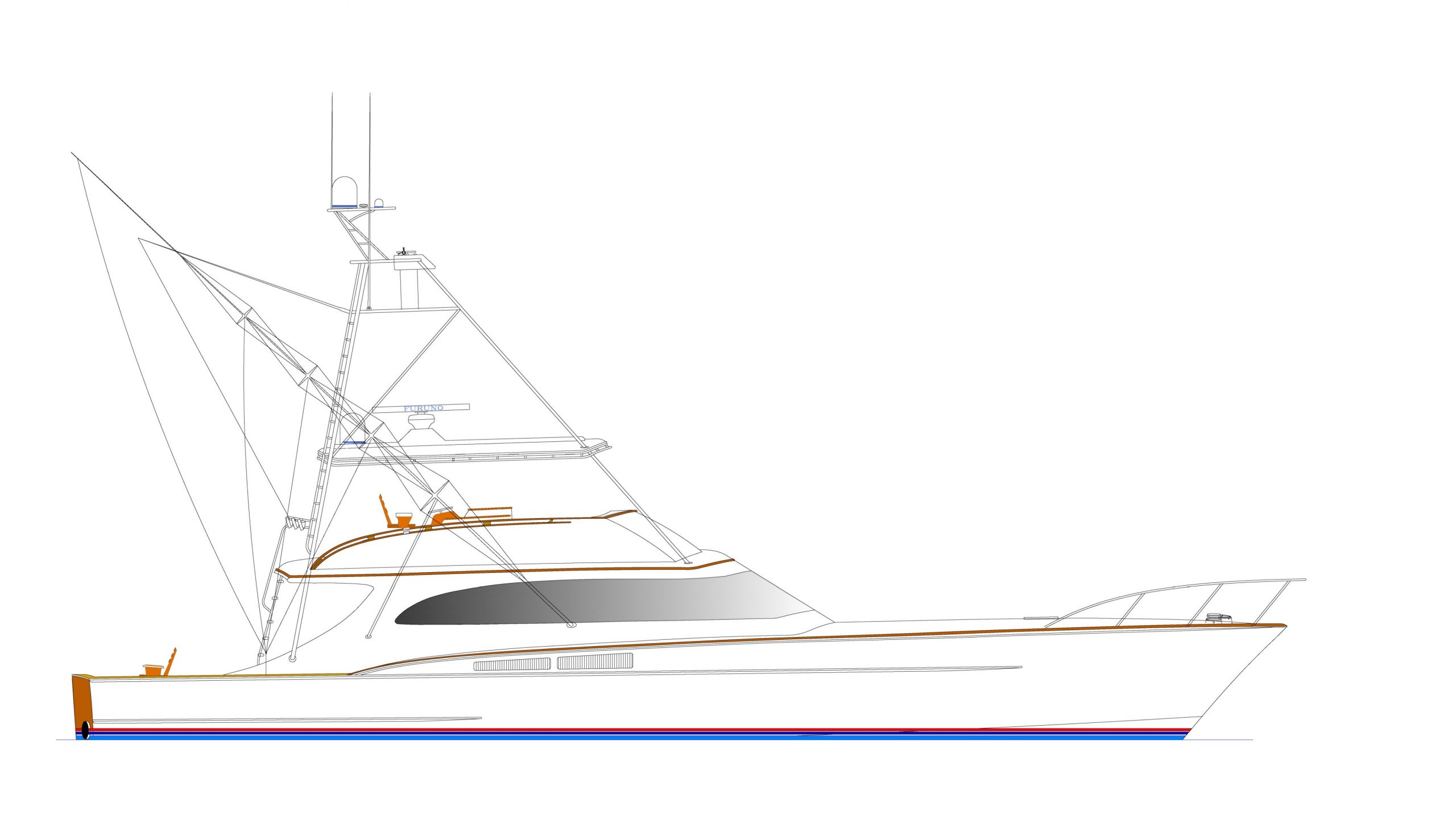 Line drawing profile: 73' Sportfisherman