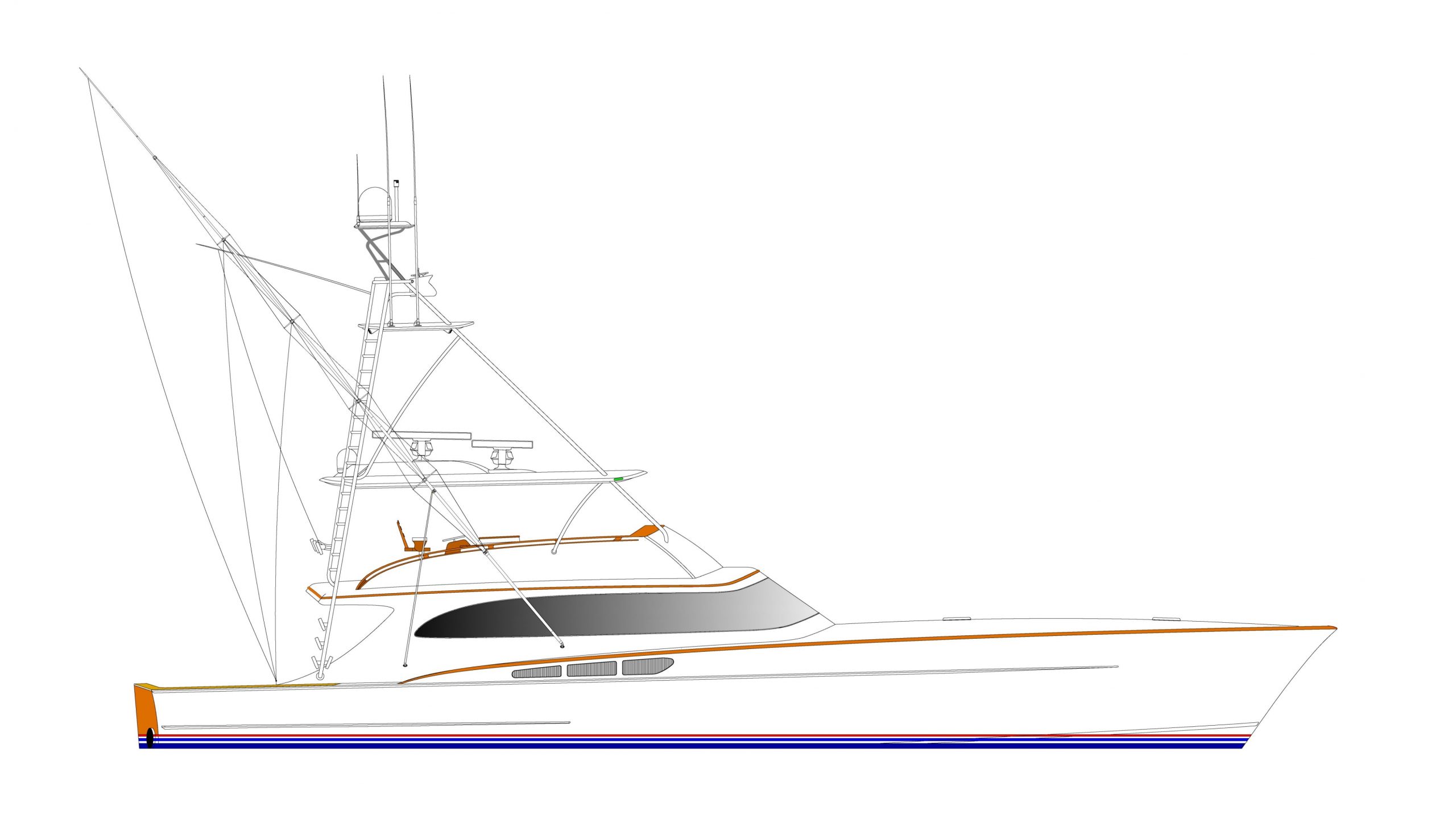 Line drawing profile: 76' Sportfisherman