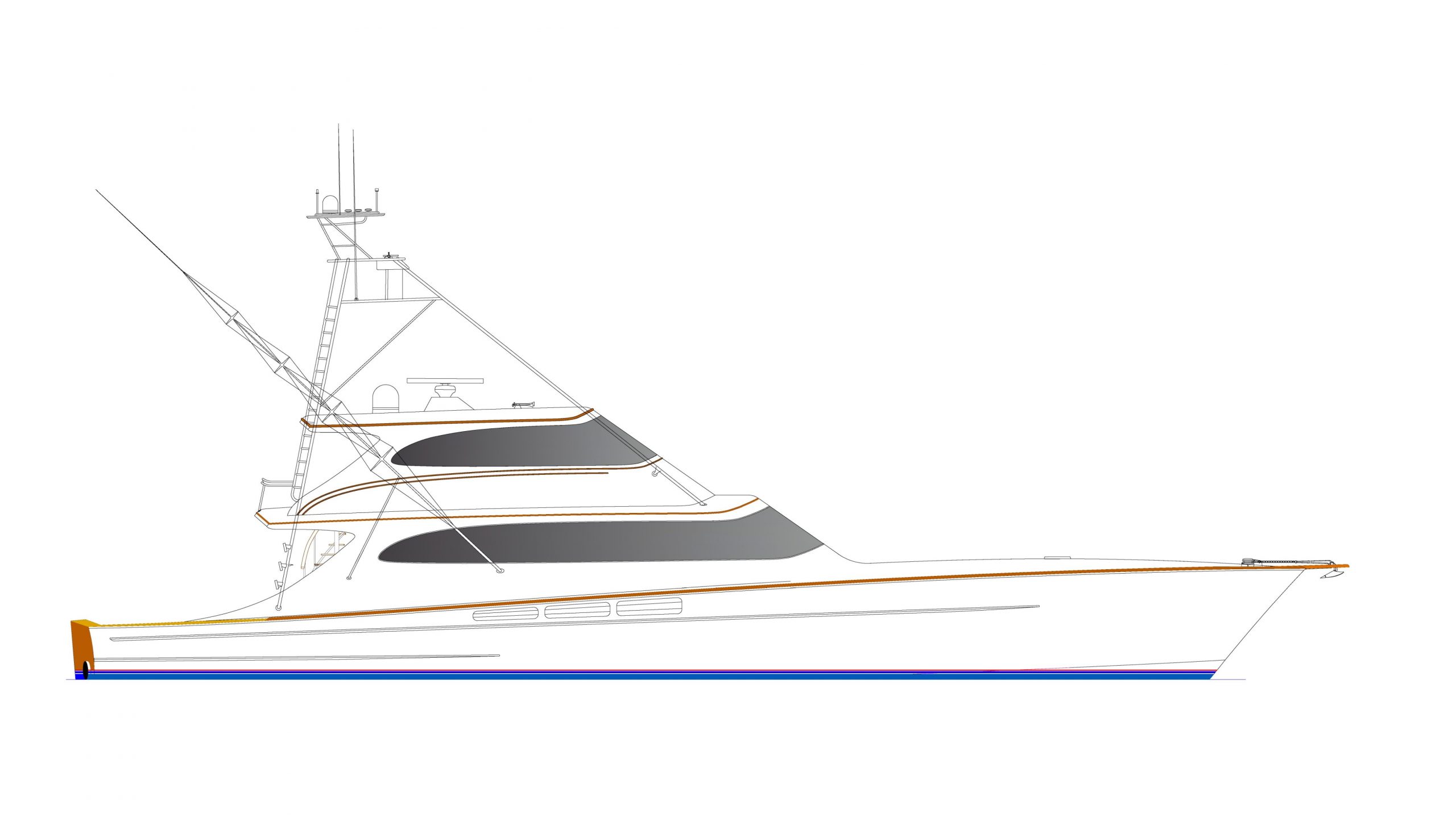 Line drawing profile: 94' Sportfisherman